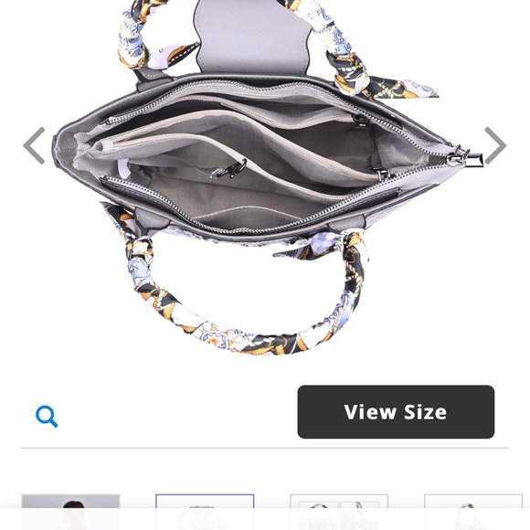 NEW Genuine Leather Gray Embossed Crocodile Tote Bag with Shoulder Strap - Picture 5 of 7